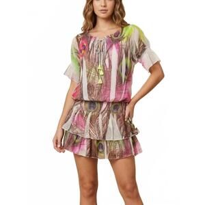 NEW PARIS PARIS women's parisian charm blouse in green pink